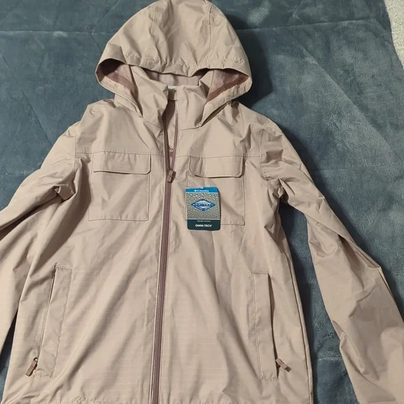 BNWT Columbia Pink Windbreaker Bedder Park Jacket Hood Youth Large - Picture 1 of 3